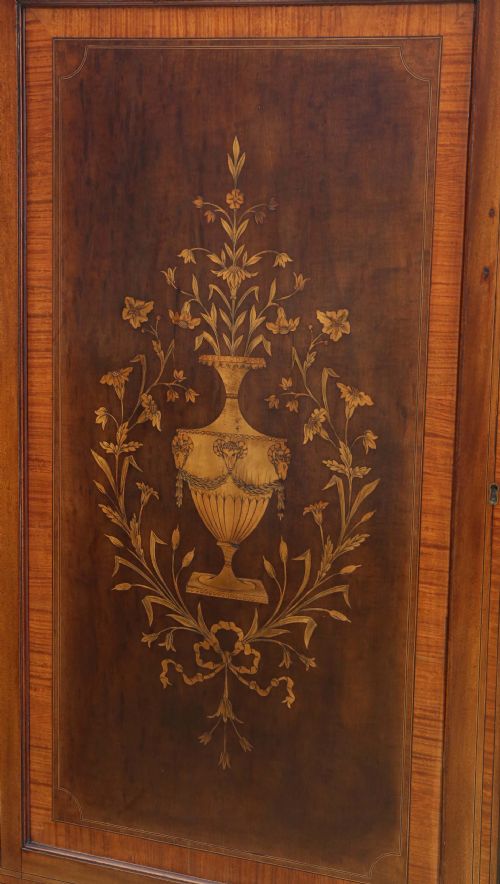 fig 2. Antique fine quality 19th Century marquetry linen press by Edwards and Roberts