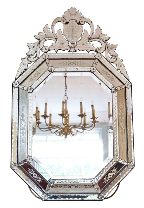 Antique 19th Century Large Quality Venetian Glass Overmantle or Wall Mirror