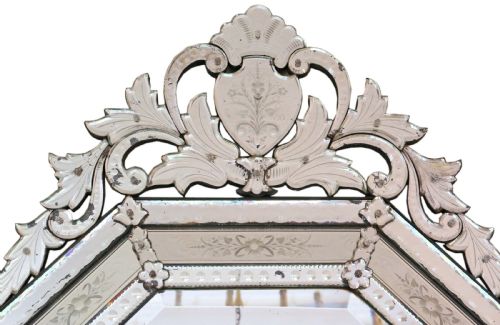 fig 1. Antique 19th Century large quality Venetian glass overmantle or wall mirror