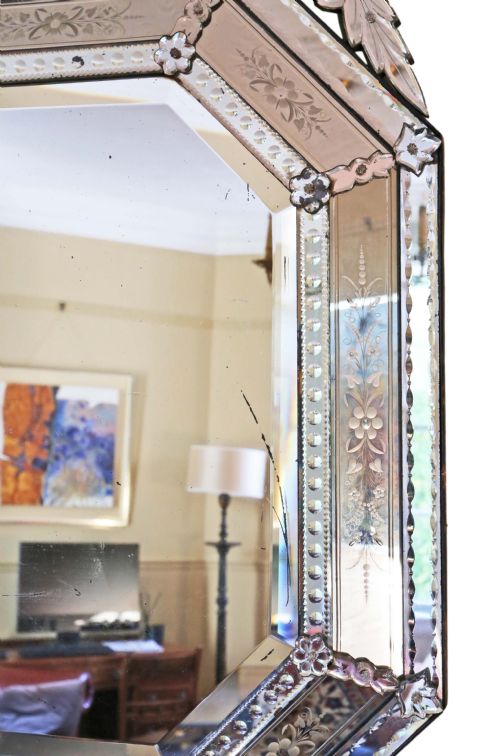 fig 2. Antique 19th Century large quality Venetian glass overmantle or wall mirror