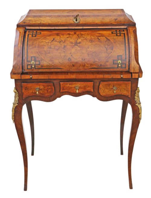 Small 19th Century Marquetry Cylinder Bureau