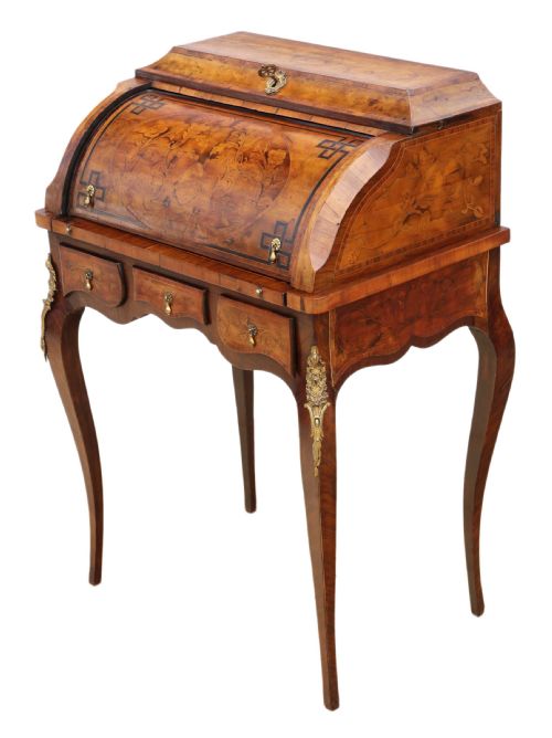 fig 1. Small 19th Century marquetry cylinder bureau
