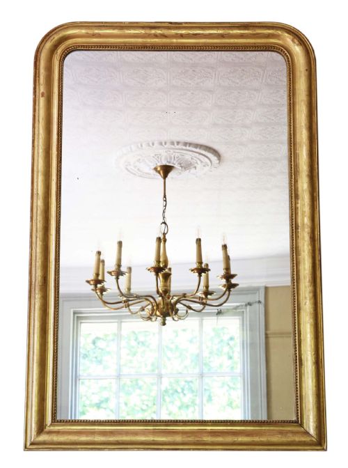 Very Large 19th Century Quality Gilt Overmantle Wall Mirror