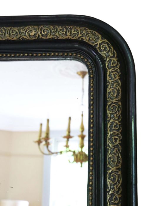 fig 1. Large 19th Century overmantle wall mirror ebonised and gilt finish