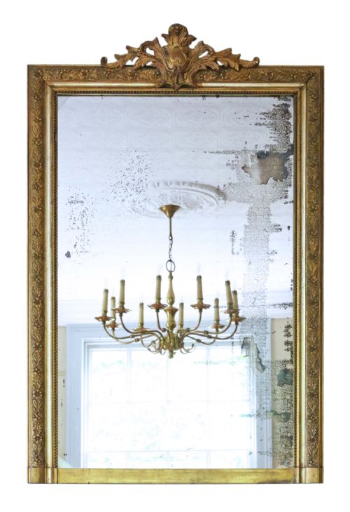Large 19th Century French Gilt Overmantle Wall Mirror