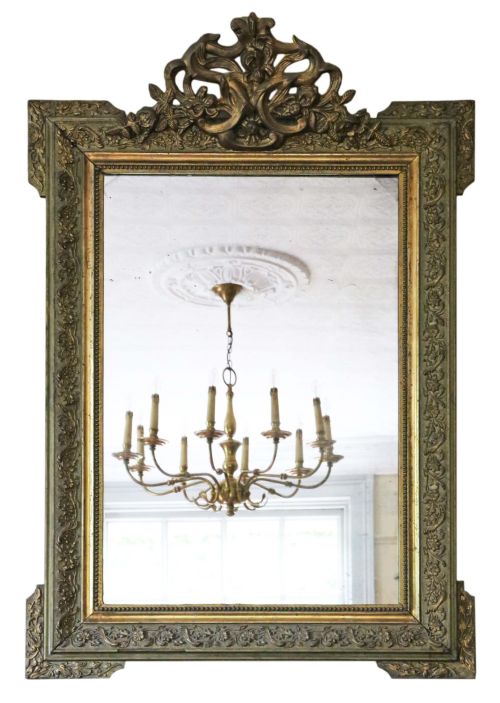 Large 19th Century French Gilt Overmantle Wall Mirror