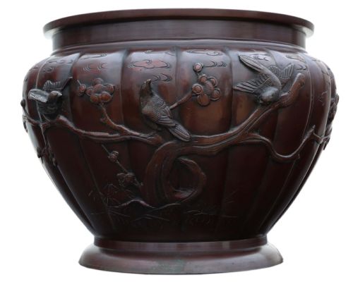 Japanese Bronze Jardiniere Planter Bowl Meiji Period