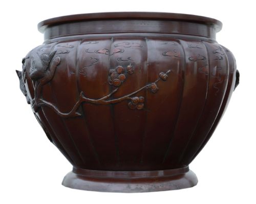 fig 1. Japanese bronze jardiniere planter bowl Meiji period