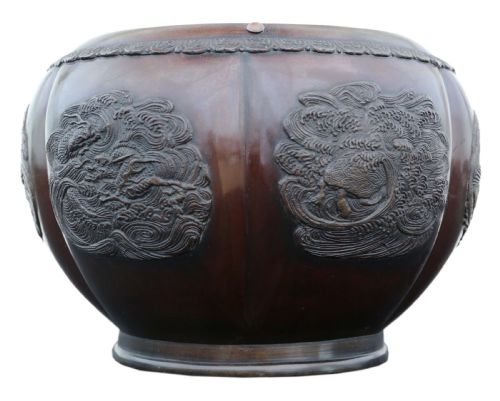 Japanese Bronze Jardiniere Planter Bowl Meiji Period