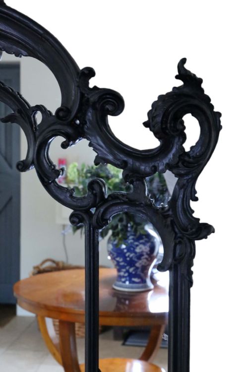 fig 1. Large quality overmantle wall floor mirror 19th Century painted Italian