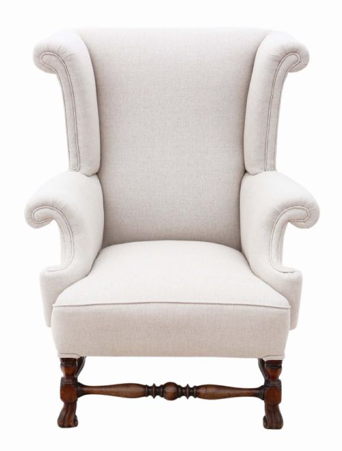 Late Victorian Mahogany 19th Century Wing Back Armchair