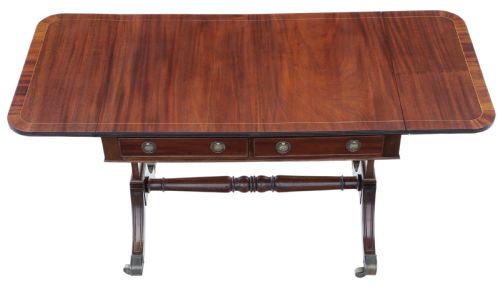fig 1. Late 19th Century inlaid mahogany folding sofa table.