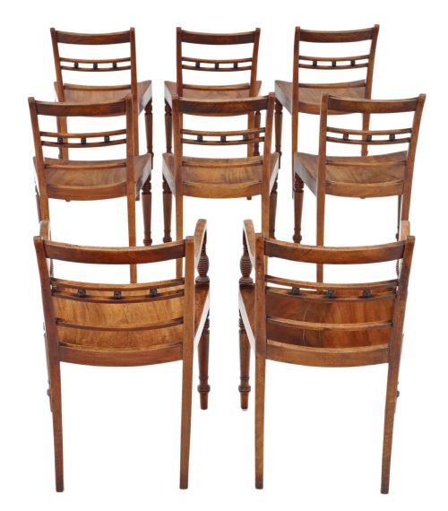fig 1. Set of 8 light mahogany 19th Century kitchen dining chairs