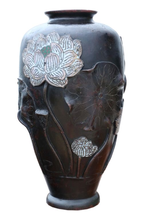 19th Century Quality Japanese Bronze Champleve Vase