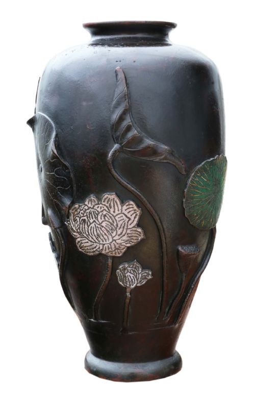 fig 1. 19th Century quality Japanese bronze Champleve vase