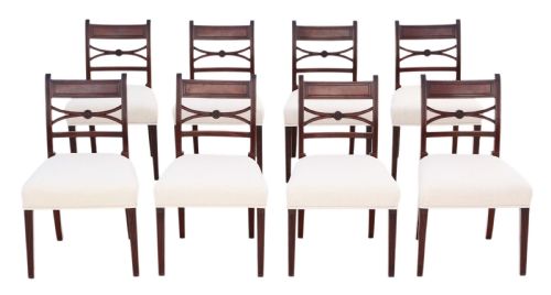 Set of 8 Georgian C1825 Mahogany X Back Dining Chairs