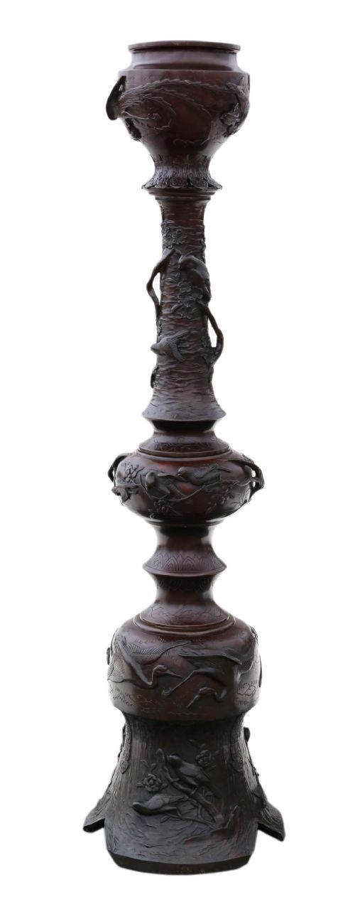Floor Standing Japanese Bronze Jardiniere Planter Meiji