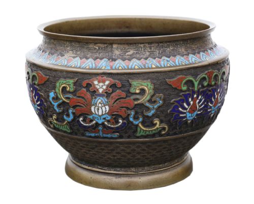 fig 1. Chinese bronze cloisonne planter bowl Late 19th Century