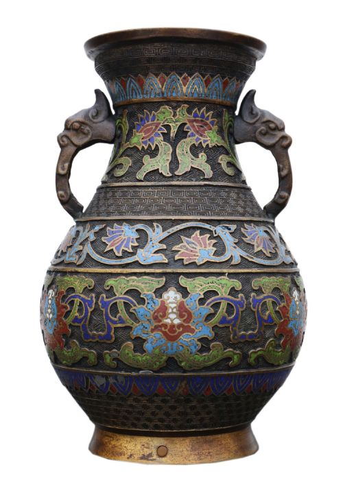 Late 19th Century Chinese Bronze Cloisonne Vase