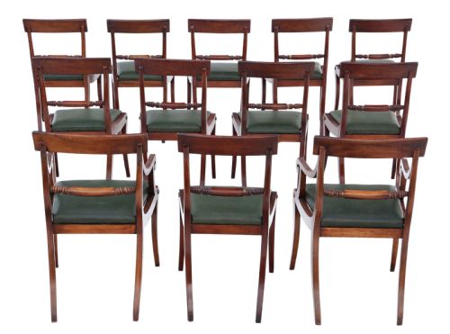 Set of 12 (10+2) Regency Mahogany Dining Chairs 19th Century