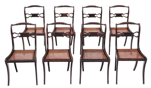 Set of Eight Regency Faux Rosewood Dining Chairs 19th Century