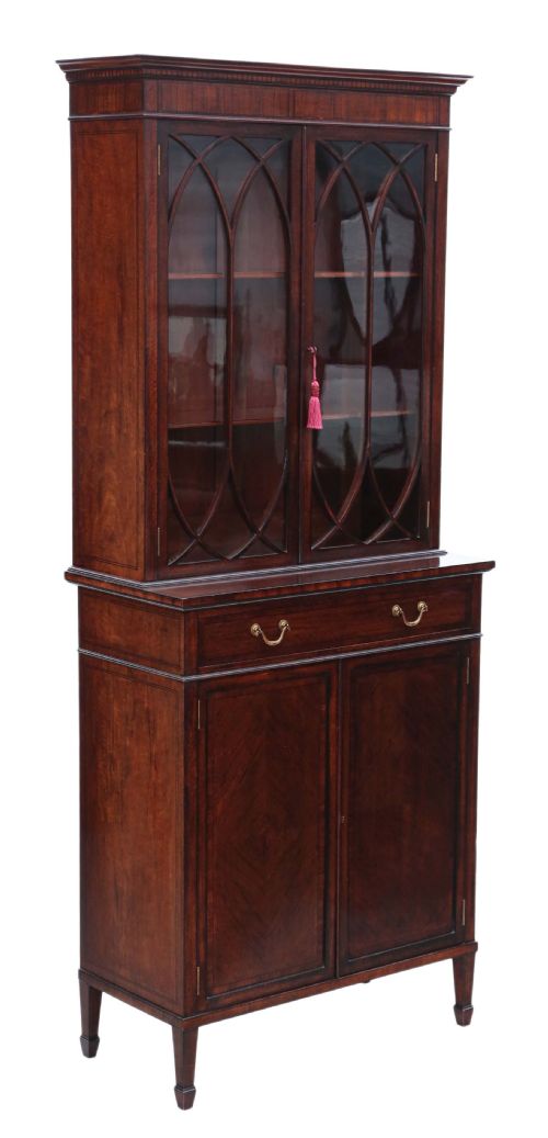 fig 1. Georgian revival mahogany glazed bookcase on cupboard C1890