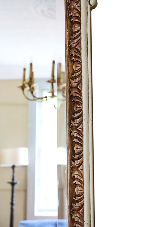 LARGE OVEMANTLE WALL MIRROR WHITE AND GILT FRAME EARLY 20TH CENTURY - ADDITIONAL PHOTO 2