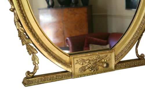 GILT OVAL OVERMANTLE OR WALL MIRROR - ADDITIONAL PHOTO 3