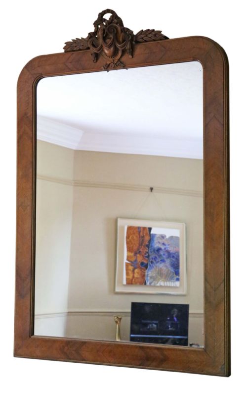 fig 1. Large walnut overmantle wall mirror C1900