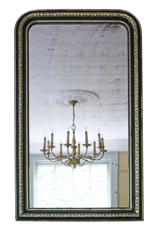 Large 19th Century Ebonised and Gilt Overmantle Wall Mirror