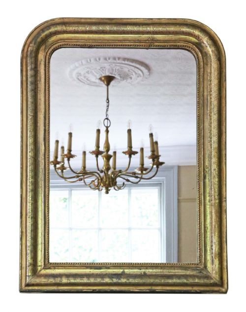 Gilt 19th Century Overmantle Wall Mirror Large