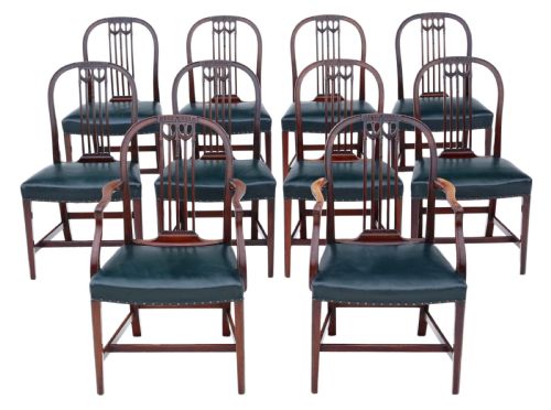 Set of 10 (8+2) Mahogany Dining Chairs 19th Century