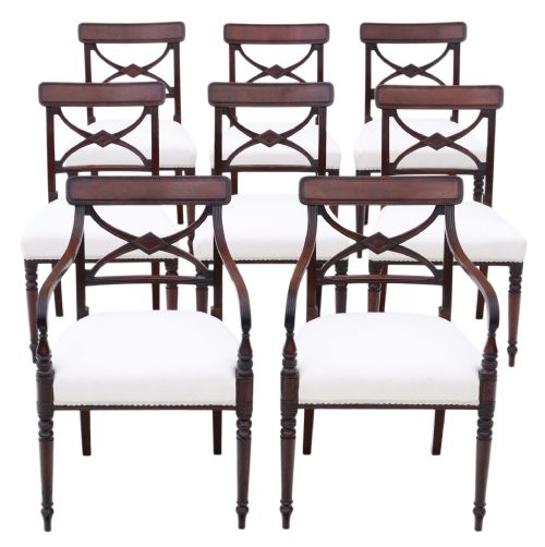 Georgian Set of 8 (6+2) Mahogany Dining Chairs