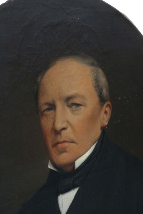 fig 1. Antique oval oil on canvas portrait painting of a gentleman