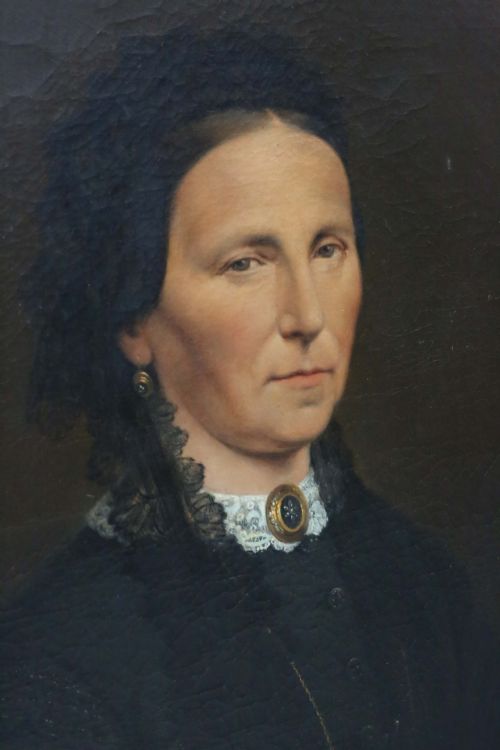 fig 1. Antique oval oil on canvas portrait painting of a lady