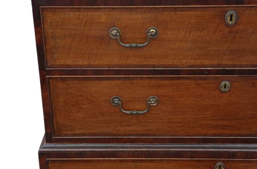 fig 2. Georgian crossbanded oak tallboy chest on chest of drawers