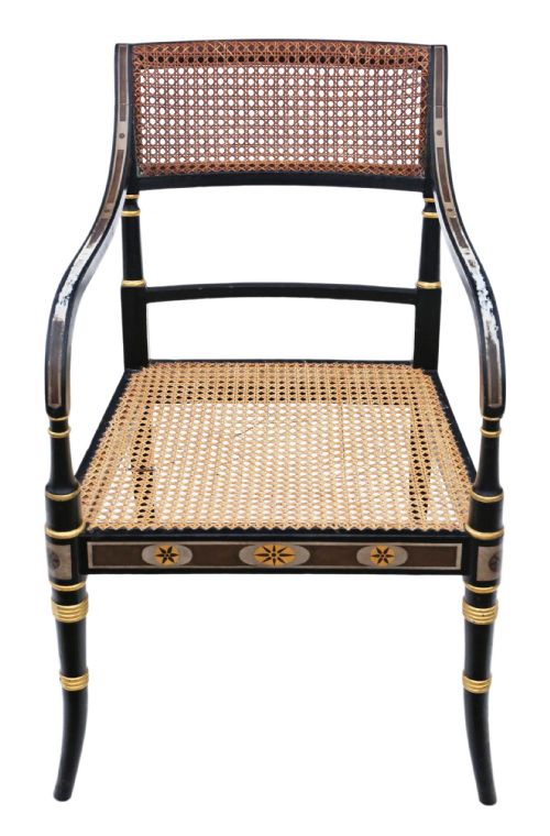fig 1. 19th Century Regency decorated elbow hall or side chair