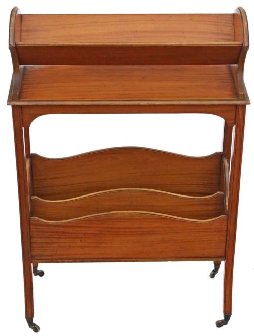 Victorian Satin Walnut Bookcase Book Trough