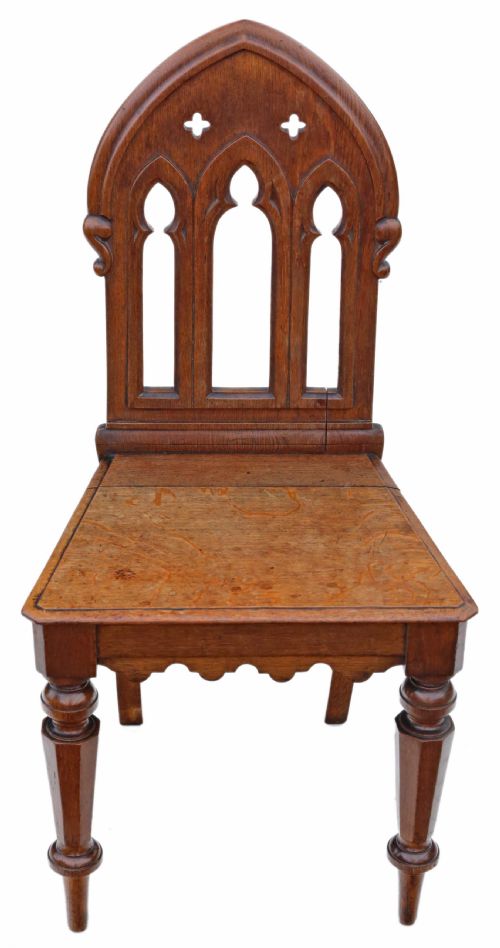 19th Century Gothic Mahogany Hall or Side Chair