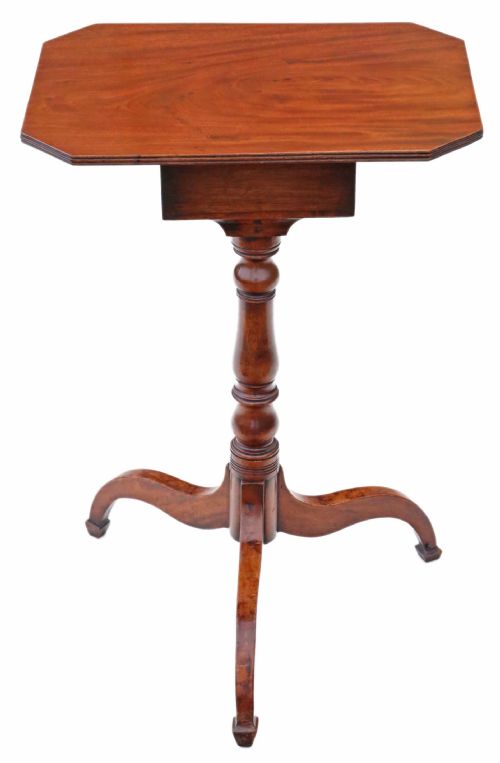 Georgian Mahogany Tilt Top Wine Table with Drawer