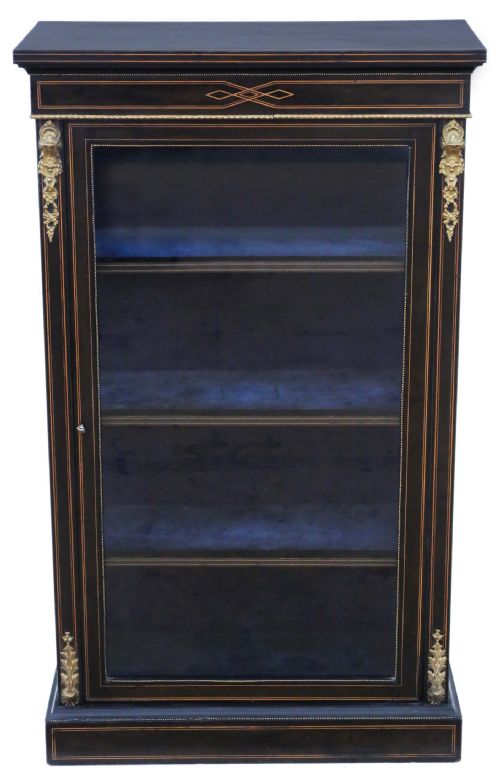 Victorian Aesthetic Inlaid and Ebonised Display Cabinet