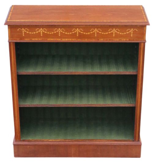 Victorian Inlaid Mahogany Adjustable Bookcase