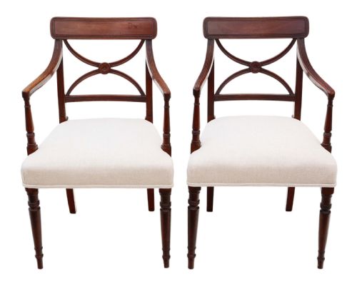Pair of Regency X Back Carver Chairs