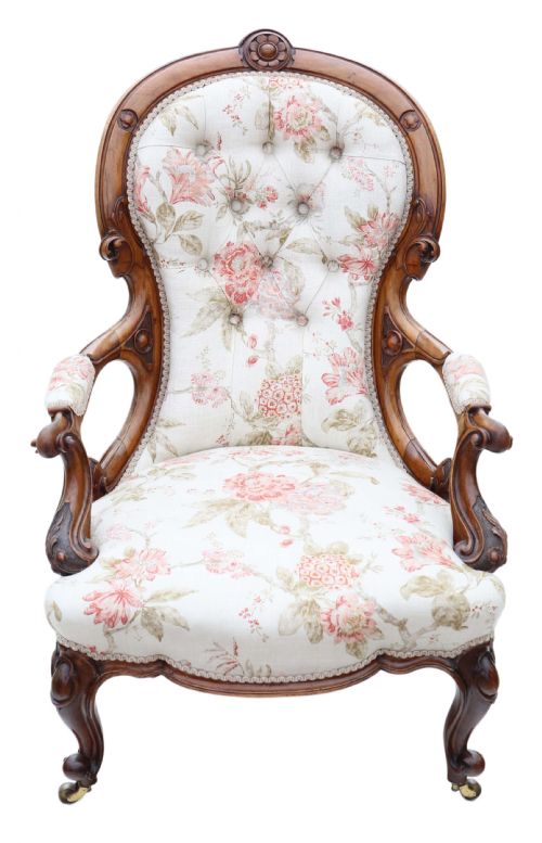 fig 1. Victorian walnut spoon back armchair