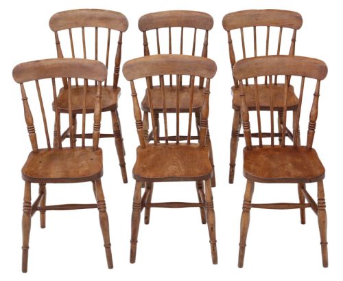 Set of 6 Elm and Beech Kitchen Dining Chairs