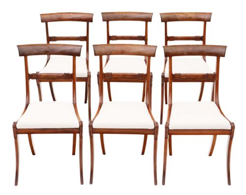 Set of 6 Regency Faux Rosewood Dining Chairs