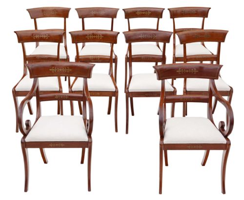 Set of 10 (8+2) Regency Mahogany Dining Chairs