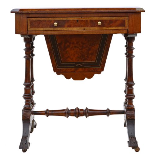 fig 1. Victorian inlaid burr walnut amboyna work table