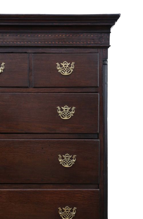 fig 1. Georgian oak tallboy chest on chest of drawers
