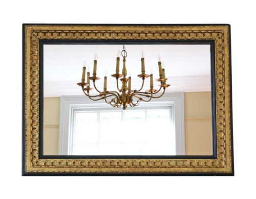 Large Black and Gilt 19th Century Overmantle Mirror